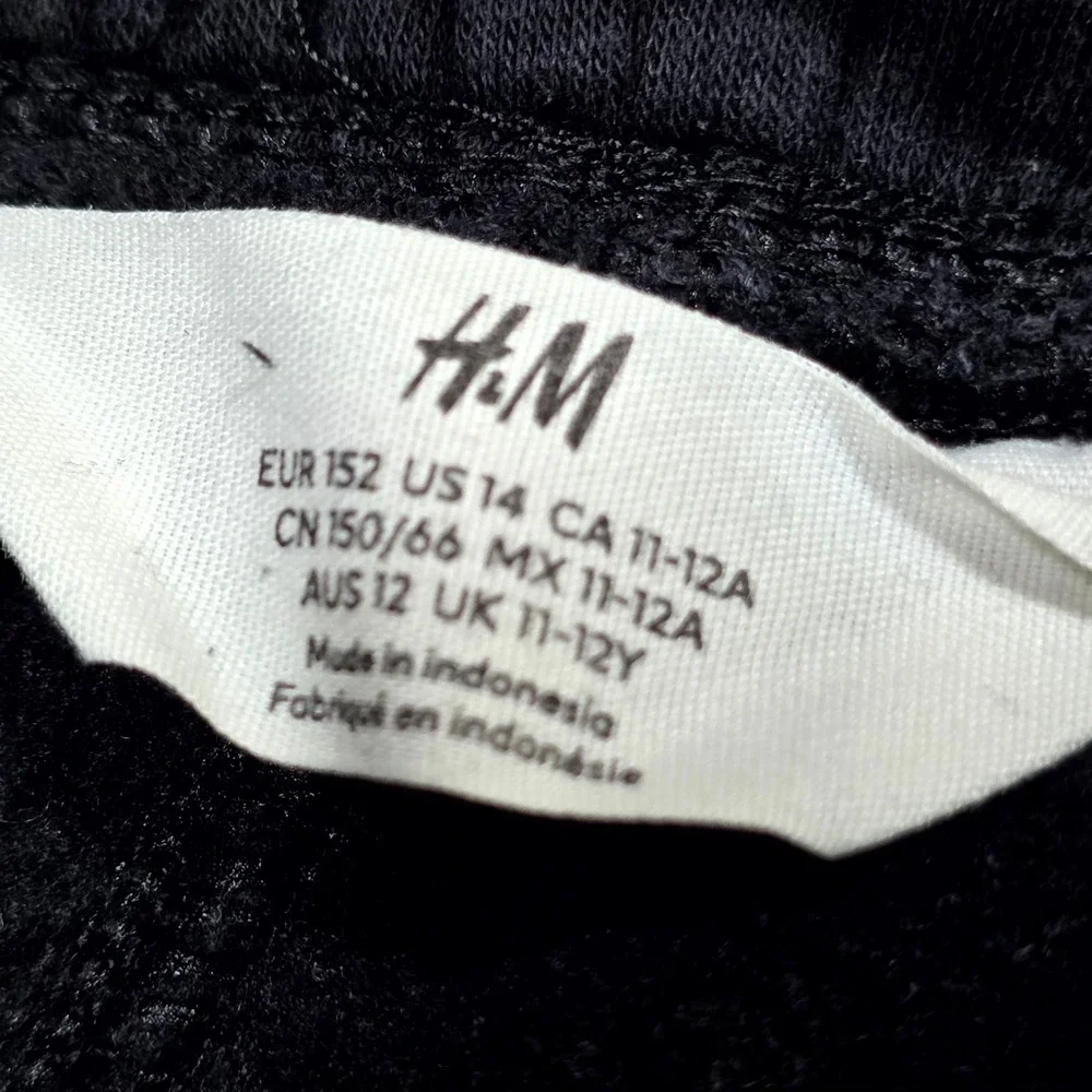 H&M Joggers Boys Size 14 Black Fleece Lined Sweatpants Elastic Waist Activewear